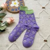 Women Socks Flower Plaid Floral With Print Sock Crew Colorful Cotton Sox Japanese Soft Cute Knitted Autumn Winter Casual Ladies