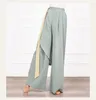 Scene Wear Folk Dance Pant Women Classical Dancing Pants Loose Wide Leg Byxa 2 Lager Fairy Modern Dancewear Flowy High midja