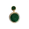 Chains Natural Green Chalcedony Necklaces High End Double-sided Full Diamond Inlaid Circle Pendant Fashion And Creative Style Jewelry