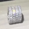 Rings de cluster, estilo vintage Mulheres simuladas diamante platina sólida esterling 925 prata aliança de casamento eternity ring jóias por atacado