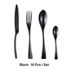 Dinnerware Sets 16Pcs Stainless Steel Gold Cutlery Set Black Tableware Silverware Dinner Knife And Fork Drop