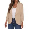 Women's Suits Women Blazer Single Button Long Sleeve Loose Lapel Suit Coat Formal Business OL Commute Style Mid Length Lady Jacket