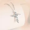 Chains HK0036 Lefei Fashion Luxury Classic Diamond-set 0.1ct Moissanite Cross Necklace For Women Real 925 Sterling Silver Party Jewelry