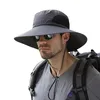 Stingy Brim Hats Patchwork Sun Protection Hat Drawstring Outdoor Fishing Summer UV Cap 4 Färger Hunting Fisherman213G