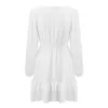 Robes décontractées tenues d'été pour femmes 2023 élastique taille haute en mousseline de soie point fluide robe courte à manches longues col en V profond coréen Mini