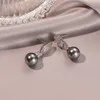 Ny Silver Grey Set Zircon Fritillaria Pearl Earrings With Advanced Light Luxury Style Design Sense örhängen med mångsidiga örhängen