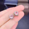 Stud Earrings Gemicro Jewelry Natural Rose Quartz 925 Sterling Silver Luxury Girl Gemstone Ear Studs Support Test