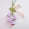 Nyckelringar Handgjorda stickade klocka orkidéer för kvinnor flickor romantiska blommhänge handväska prydnad bildekor tillbehör gåvor