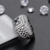 Cluster Ringe HipHop/Rock 925 Silber Sterling Schmuck Ring Männer feine Anillos Plata Para Mujer Edelstein Kubikzirkon Hochzeit männlicher Schachtel