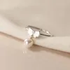 Cluster Rings 925 Sterling Silver Bow Pearl Ring Ins Wind Fashion Sweet Female Index Finger Engagement Wedding High Luxury Jewelry