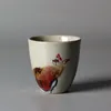 Kupalar el boyalı lotus seramik fincanları sır içinde sır çay bardağı set çaylak kuş kase için balık çay fincanı 230818