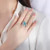 Cluster Rings Fashion Trend S925 Silver Inlaid 5A Zircon Opening Adjustable Ring Paraiba Ruby Main Stone