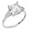 14K białe złoto 2 25 ct Księżniczka Cut Man Made Symulacja Diamond zaręczynowy Ring299s