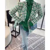 Womens Wool Blends Winter Green Plaid Women Trench Coats Jackets de tweed de lã pesados ​​Roupas de moda coreana Y2K Urban Chic sobretudo 230818