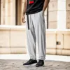 Pantaloni da uomo per maschi taglie forti larghi allacciati allacciati intagliati jogger corri pantaloni soild tasche late