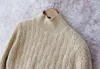 Pull femme cachemire laine demi col roulé torsion mince chaud et confortable câble fleur automne hiver pull bas chemise