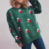 Kadınlar İçin Kadın Sweaters Uzun Kollu Kazak Noel Sıcak Kazak Üst Beyaz Kablo Örgü