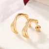 Hoop Earrings Huitan Modern Office Lady's Ear Metal Gold Color Fashion Versatile For Women Statement Jewelry Bulk