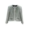 Women's Jackets Small Fragrant Coat 2023 Spring/Summer Product Handwoven White Ribbon Contrast Design Mint Green Temperament Top