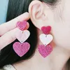 Top Asymétrique Amour Coeur Boucles D'oreilles Design Sense Boucles D'oreilles Simple Mode Personnalité Trois-en-Un Coeur Boucles D'oreilles Boucles D'oreilles Femmes