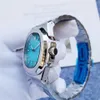 Assista, mestre Novo Nautilus Men's Automatic Luxury Watch 5711 Série Light Blue Dial Silver Aço inoxidável Ricro Ricro