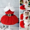 Ropa para perros Abrigo de Navidad Ropa para perros Vestido para perros Vestido de Navidad Falda roja Mascotas Gato Vestido cálido Falda con lazo Suministros para mascotas cómodos Disfraz para perros 230821