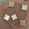 four leaf clover Bracelet Natural Shell Gemstone Gold Plated 18K designer for woman T0P quality highest counter quality European size gift golden 001C