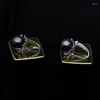 Серьги с серьгами настоящий черный жемчужный клип для женщин натуральный тахитайн 925 Серебряная серебряная серебряная свадьба
