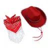 Berets Cowgirl Hat Fedoras Cowboy Bandana Set Bachelorette Party Bridal Dropship