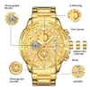 Нарученные часы Wwoor Mens Watch Top Brand Fashion Luxury Gold Staine Steel Quartz Watch Men Водонепроницаемый спортивный хронограф Relogio Masculino 230820