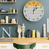 Wandklokken Geometrische oranje Herringband Print Large Clock Dining Restaurant Cafe Decor Round Silent Home Decoratie