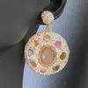 Boucles d'oreilles pendantes cristal rose naturel strass Tourmaline embelli cuir femmes tempérament élégant bijoux de mode