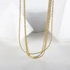Chains Multilayer Stainless Steel Link Necklace For Women 18 K Gold Plated Herryingbone Thin Chain Layer Trendy Choker Jewelry