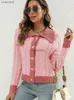 Damen Strick Tees Tees Mode geschnittene Strickjacken für Frauen lässig gestrickt Langarm Pullover Jacke Pink Knopf Strickjacken Herbst Neu in Knitwears 2023 HKD230821