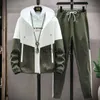 Men's Tracksuits Men Tracksuit Casual Hoodies Sets 2023 Spring New Male Jackets+Pants Two Piece Sets Hip Hop Streetwear Sports Suit Patchwork J230821
