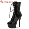 Boots Pole Dance Catwalk Shoes Round Toe Heels Stripper Platform Women Ankle Lace up Zip Roman Lady Knight 230821