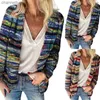 Femmes Tricots Tees Cardigan pour Femmes Pull 2023 Printemps Rayures Arc-En-Ciel Knitt Cardigan Pulls Vintage À Manches Longues Femmes Chandails D'hiver Manteau HKD230821