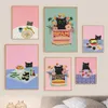 Korean Kimchee Food Street Canvas Painting Modern Black Cat Picnic Poster Print Wall Art Picture Home Easter Kidroom Kitchen Decor No Frame Wo6