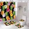 Duschgardiner modern stil blomma hållbar vattentät duschgardin set toalettstol täcke bad nonslip matt matta matta badrum dekor tvättbar r230821