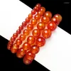 Strand Natural Stone Pärlor Ett rött agat charmarmband för kvinnor män smycken mode runda carnelian armband yoga armband gåva