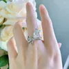 Cluster Rings Spring Qiaoer 925 Sterling Silver 7 13mm Crushed Cut G Color High Carbon Diamond Wedding Engagement Ring Fine SMYELLTY