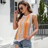 Kvinnors tankar Summer Womens Clothing Rands O Neck Regular Acrylic Office Lady Sweater Knit Vick Girl Women Sticked Tank Tops Ladies Sexy