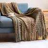 Dekens Boheemian Plaid Sofa Tassel Deken Gebreide Comfortabele zachte warme dekens voor bed Sofa Cover Bedspread Office Nap Deken 230818