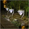 Led Strings Solar Lamps 4Pcs Garden Light Outdoor Powered Diamond Lamp Waterproof Landscape Lighting For Pathway Patio Lawn Decorati Dh0Em