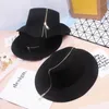 Wide Brim Hats Bucket Zipper shallow fedora hat retro woolen ladies European punk chain novelty flat cap men street fashion wild trend 230821