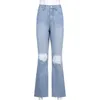 Jeans da donna pantaloni lunghi in denim per donne abbottoni in alto tasca elastica pantaloni sciolti