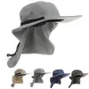 Stingy Brim Hats Summer Function Neck Flap Boonie Hat Fishing Hiking Safari Outdoor Sun Bucket Bush Cap Casual Style276V