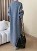 Kadın Tees Tees ZD Studio Khaki Düzensiz Boyut Uzun Örgü Hardigan Kazak Oneck Sleve Women Moda Bahar Sonbahar 1DF9862 230818