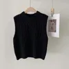 Coletes femininos feminino tops sweater colete outono inverno moda vintage malha redonda no pesco