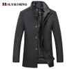 Herenwol Blends Holyrising Coat Men Dikke overjassen Topcoat Lagen met enkele borsten en jassen met verstelbare vest 4 kleuren M3XL 230818